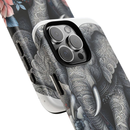 Mandala Elephant Mobile Cover – Elegant Black & White Floral Art