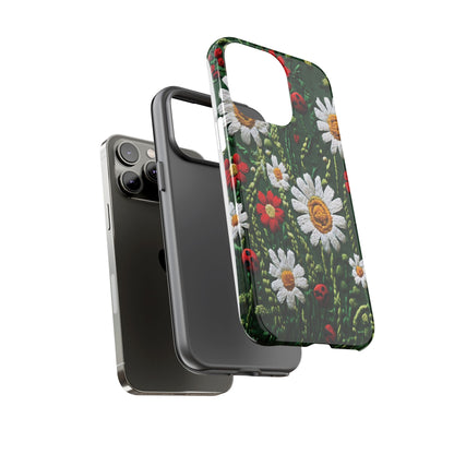Knitted Pattern With Diamonds And Festive Motifs On Navy phone case design.