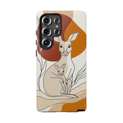 Outback Love: Kangaroo & Joey Line Art Phone Case for iPhone, Samsung & Pixel