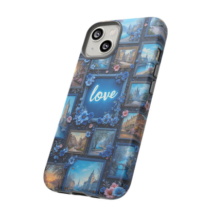Blue Floral Love Frame Phone Case