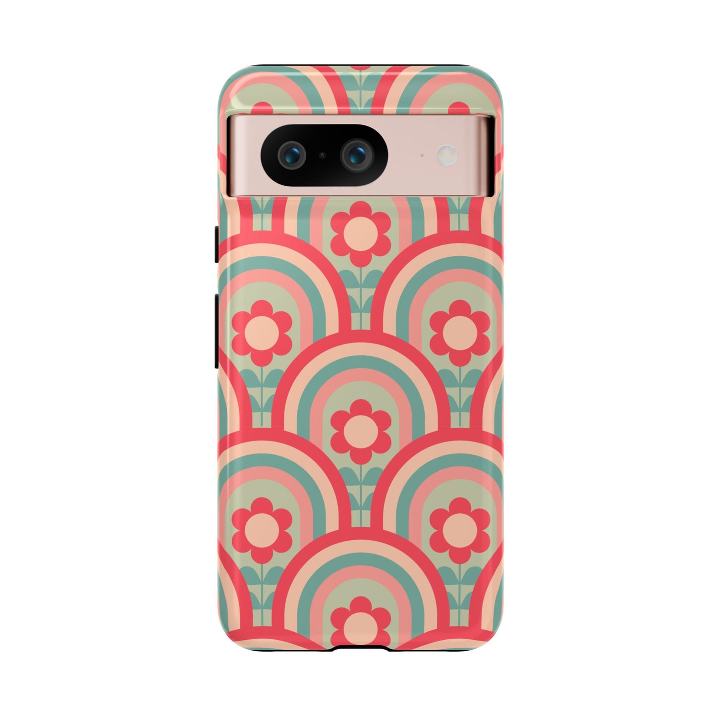 Retro Floral Rainbow Phone Case – Vintage Aesthetic for iPhone, Samsung & Google Pixel