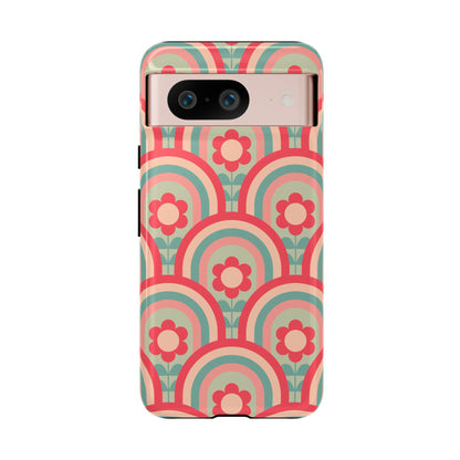 Retro Floral Rainbow Phone Case – Vintage Aesthetic for iPhone, Samsung & Google Pixel