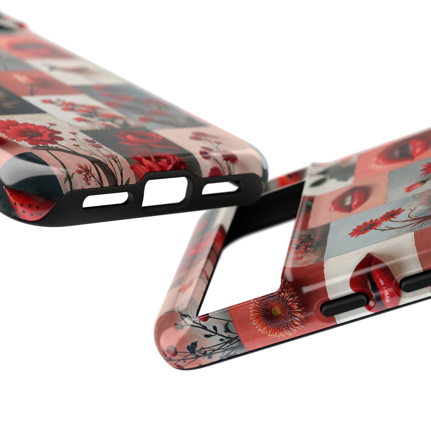Red Flowers & Lips Collage Phone Case