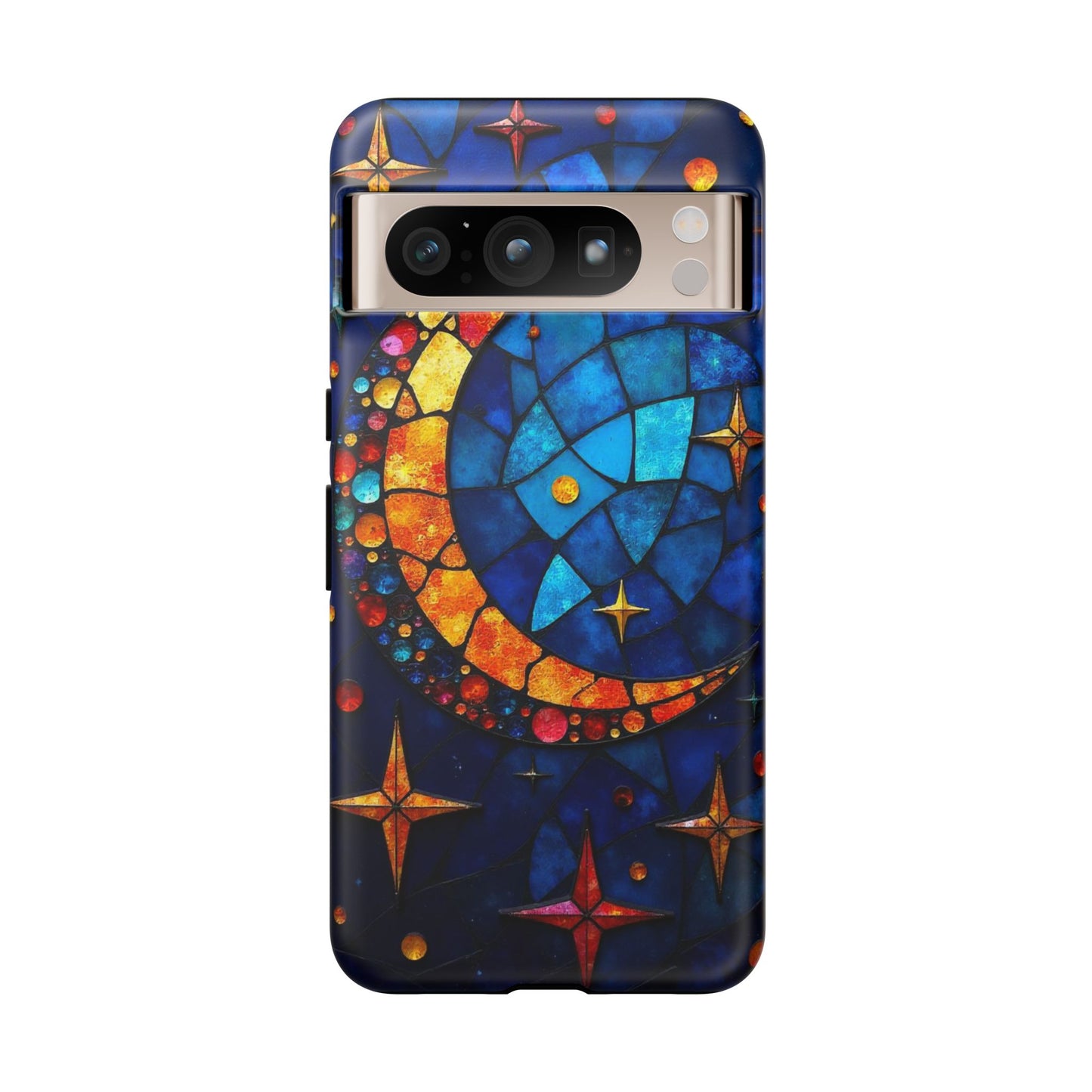 Celestial Crescent: Moon and Stars in Color