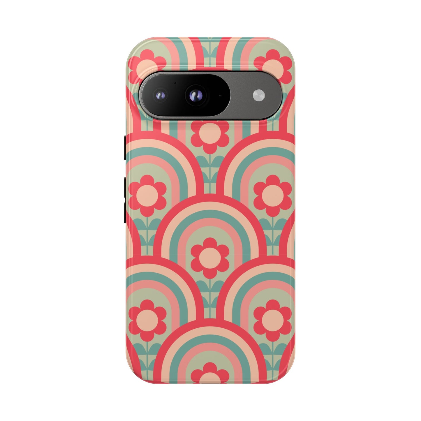 Retro Floral Rainbow Phone Case – Vintage Aesthetic for iPhone, Samsung & Google Pixel