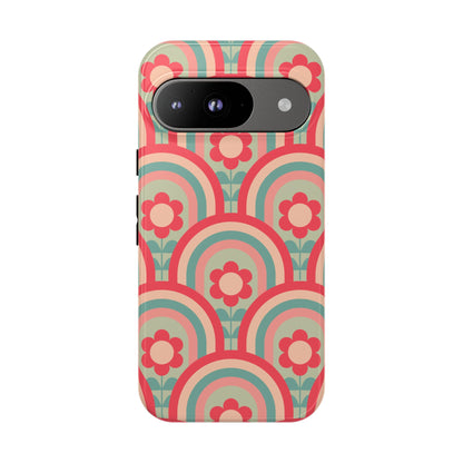 Retro Floral Rainbow Phone Case – Vintage Aesthetic for iPhone, Samsung & Google Pixel