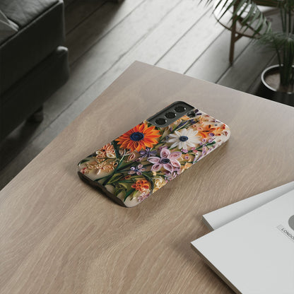 Intricate Quilled Floral Artwork In Vibrant Colors phone case design.