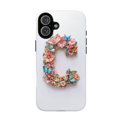 Floral Letter C Phone Case – Personalized Aesthetic Cover for iPhone, Samsung & Google Pixel