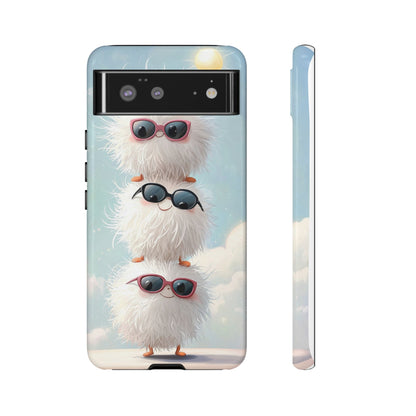 Fluffy Anime Phone Case – Cute Kawaii Fuzzy Creatures, Aesthetic Pastel Art, Soft Cloudy Background, iPhone, Samsung & Google Pixel Case