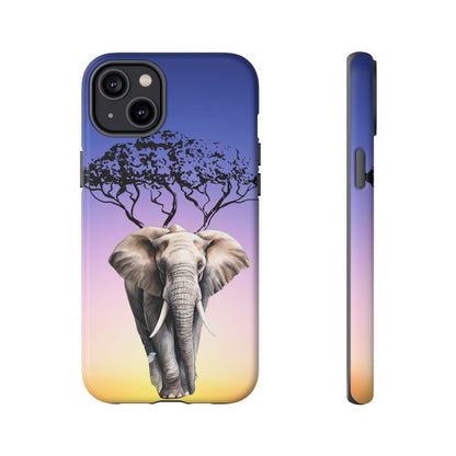 Surreal Elephant Tree Mobile Cover – Dreamy Sunset Fantasy