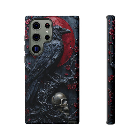 Gothic Sculpture Of Raven On Charcoal Tree Branch phone case design