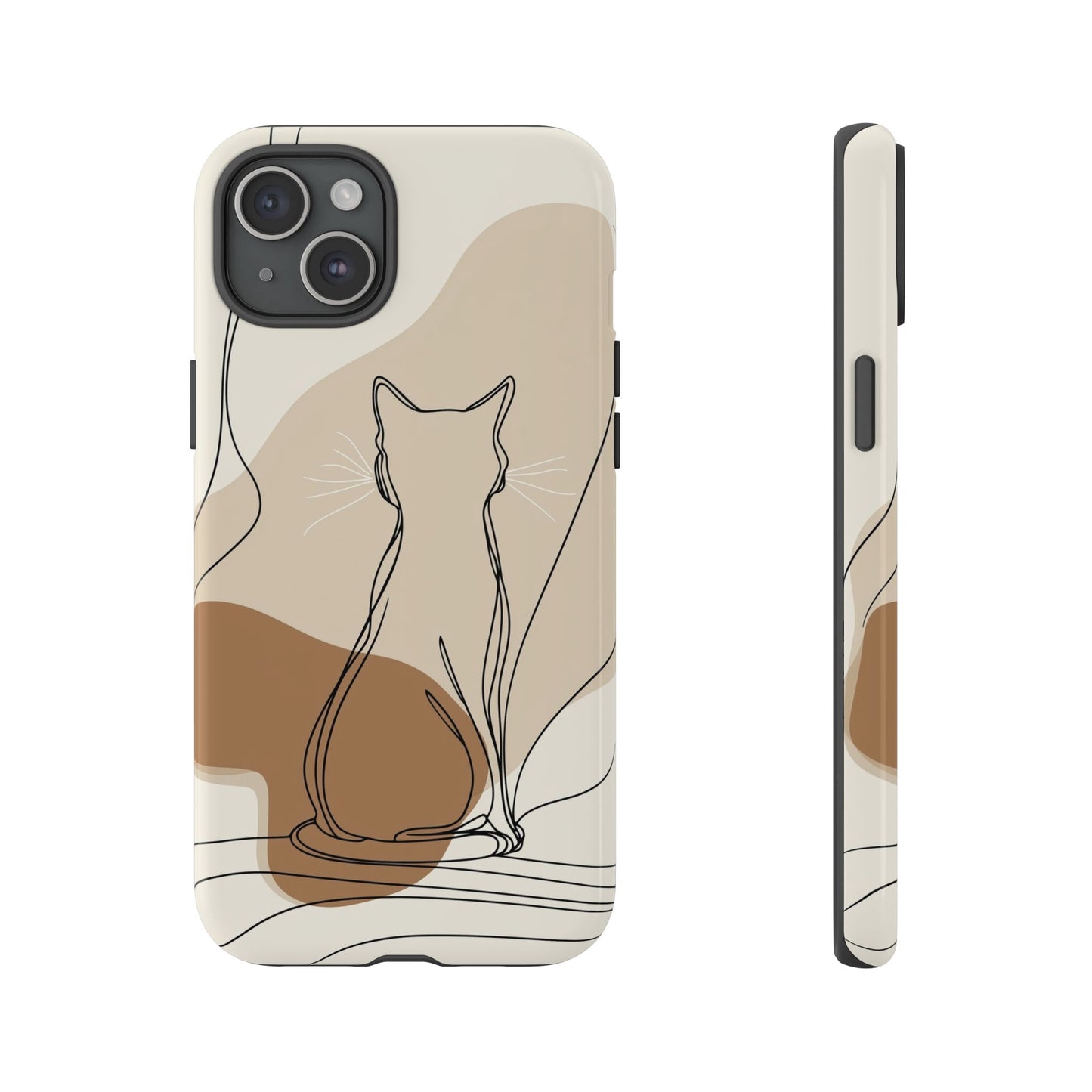 Minimalist Cat Silhouette: Elegant Line Art Phone Case for iPhone, Samsung & Pixel