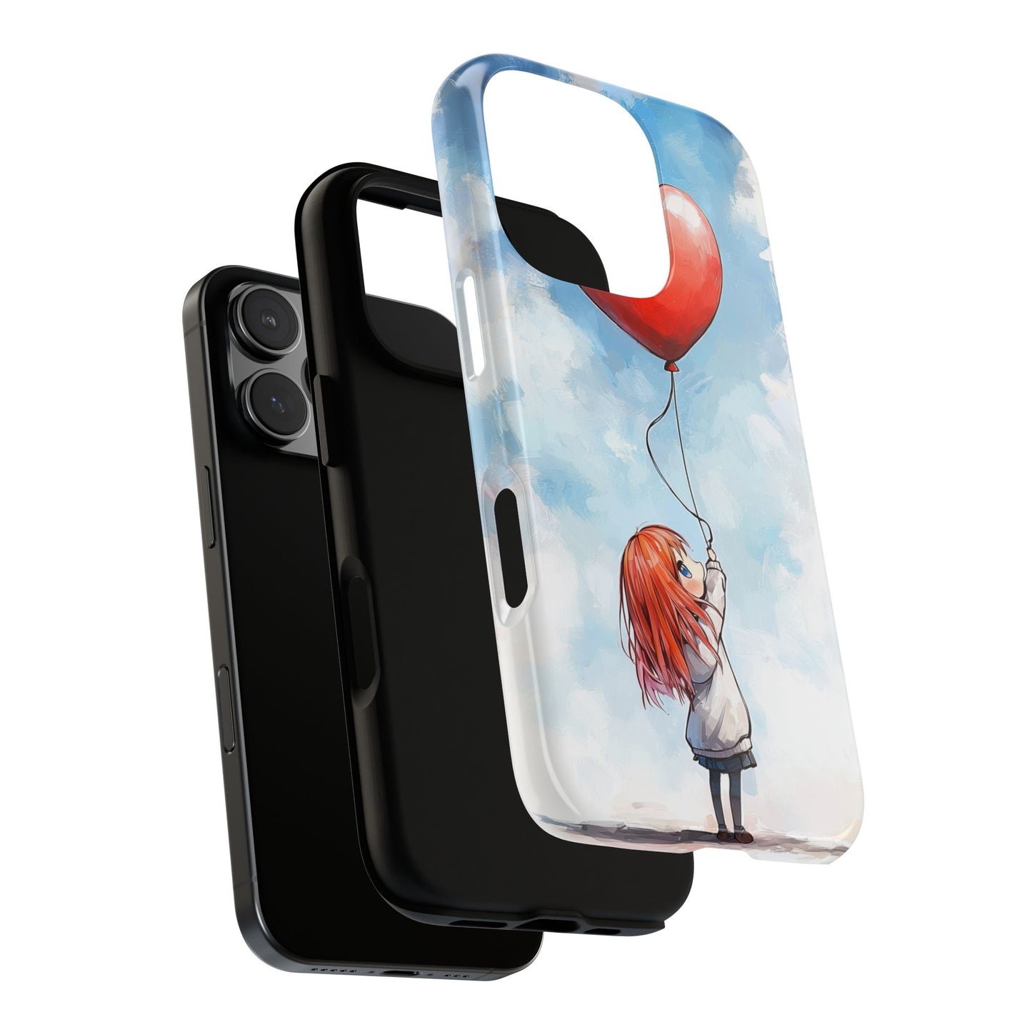 Anime Girl with Heart Balloon Phone Case – Cute & Inspirational Design for iPhone, Google Pixel & Samsung