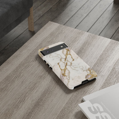 Elegant White and Gold Marble Case Design