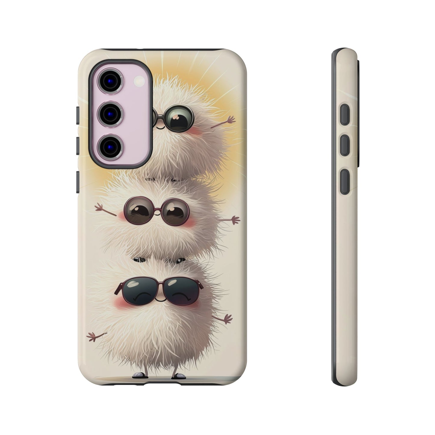 Stacked Fluff Squad Phone Case – Kawaii Anime Creatures with Sunglasses, iPhone, Samsung & Google Pixel Case