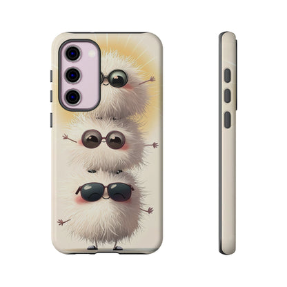 Stacked Fluff Squad Phone Case – Kawaii Anime Creatures with Sunglasses, iPhone, Samsung & Google Pixel Case