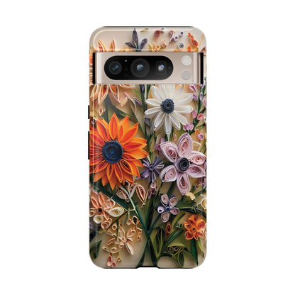 Intricate Quilled Floral Artwork In Vibrant Colors phone case design.