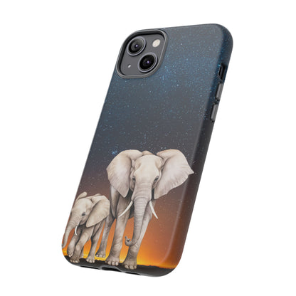 Starry Safari Elephant Family Mobile Cover – Cosmic Wildlife Aesthetic