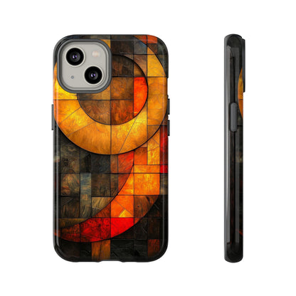 Inferno Spiral – Geometric Stained Glass Art Phone Case for iPhone, Samsung & Pixel