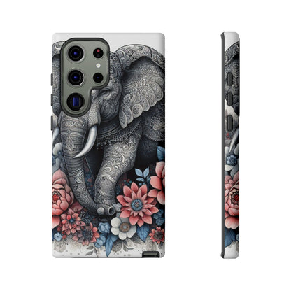 Mandala Elephant Mobile Cover – Elegant Black & White Floral Art