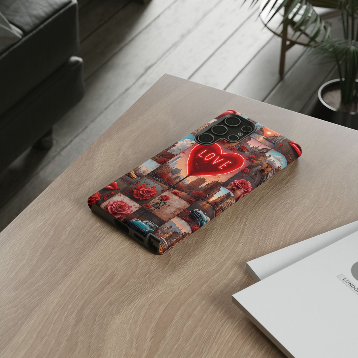 Neon Love Heart & Rose Phone Case