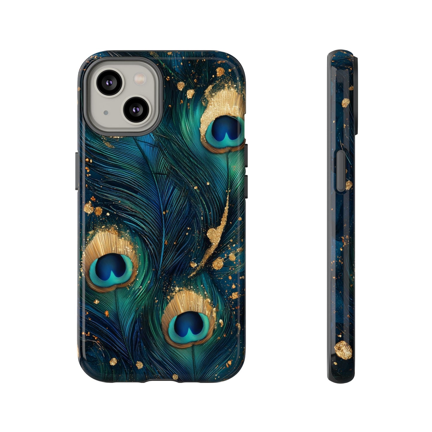 Elegant Peacock Feather Luxe Phone Case for iPhone, Samsung & Google Pixel
