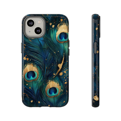 Elegant Peacock Feather Luxe Phone Case for iPhone, Samsung & Google Pixel