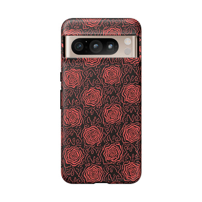 Red roses abstract geometric seamless pattern design
