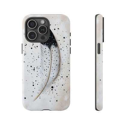 Elegant Owl Feather Phone Case – Black & White for iPhone, Samsung & Google Pixel