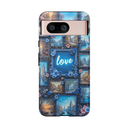 Blue Floral Love Frame Phone Case