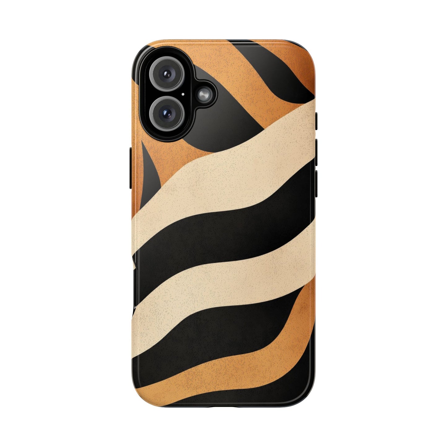 Bold Tiger Stripes Phone Case – Black, Orange & Cream Perfect for iPhone, Samsung & Google Pixel