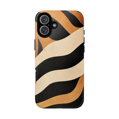 Bold Tiger Stripes Phone Case – Black, Orange & Cream Perfect for iPhone, Samsung & Google Pixel