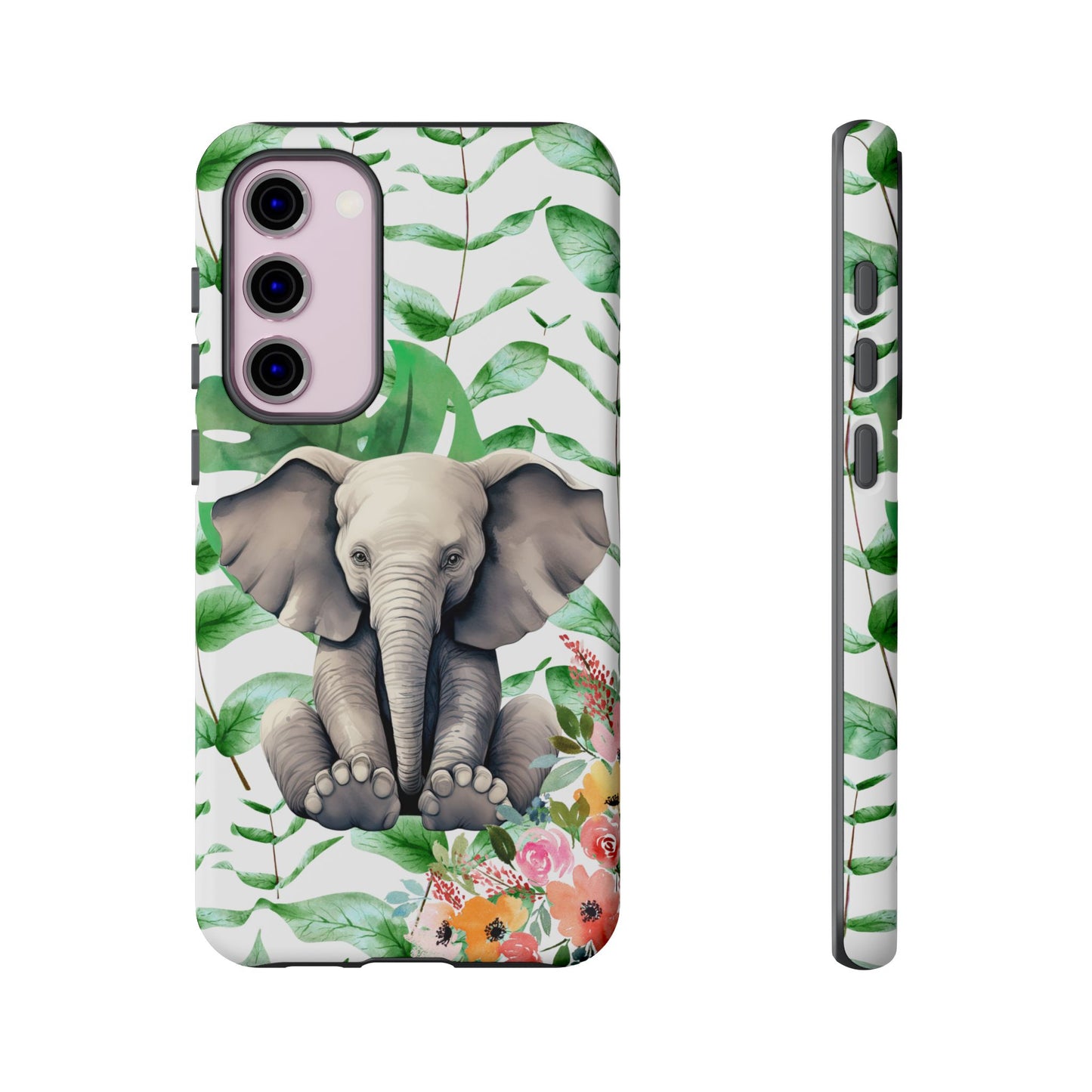 Cute Baby Elephant Mobile Cover – Floral & Tropical Aesthetic