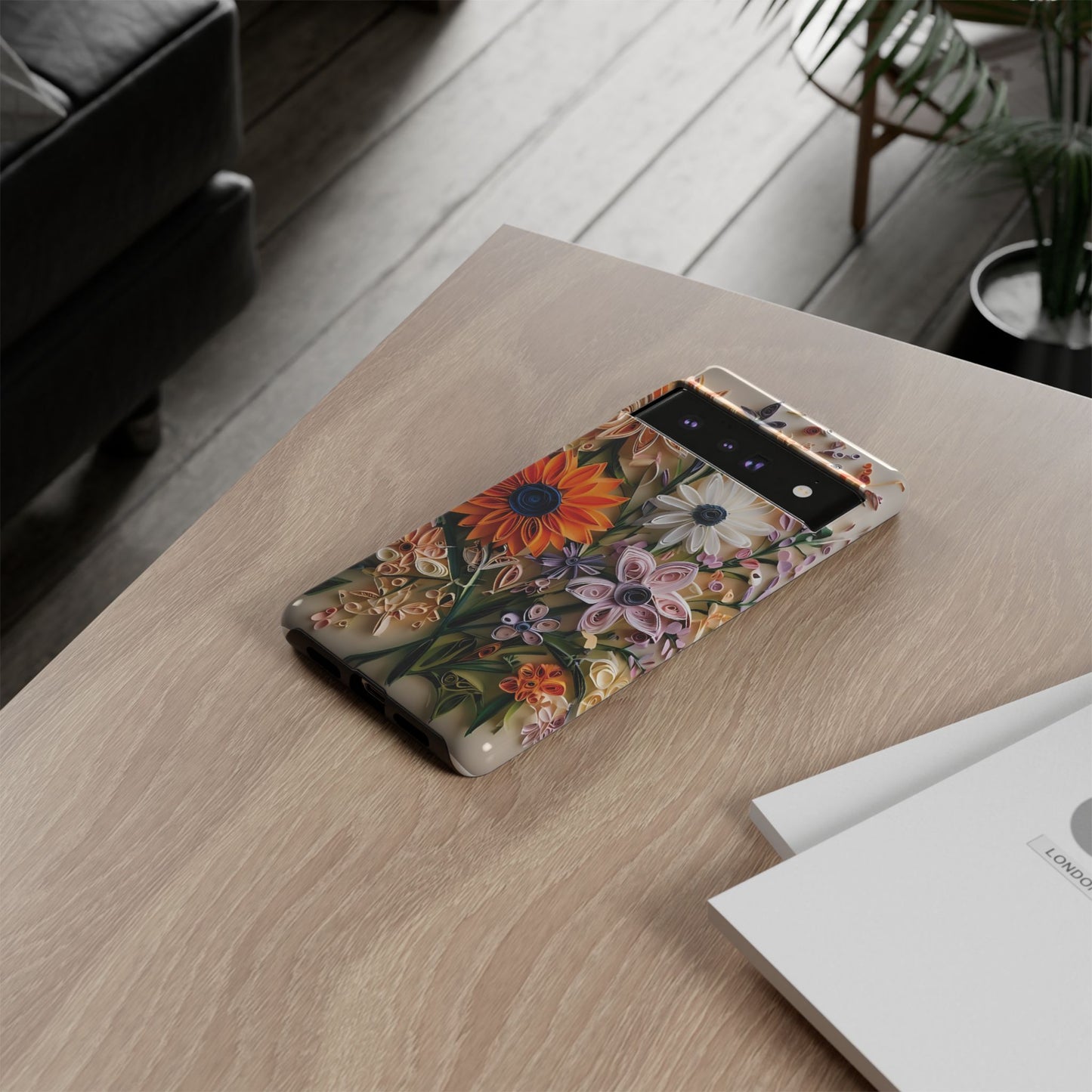 Intricate Quilled Floral Artwork In Vibrant Colors phone case design.