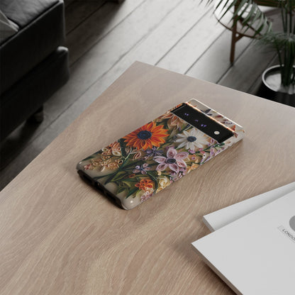 Intricate Quilled Floral Artwork In Vibrant Colors phone case design.