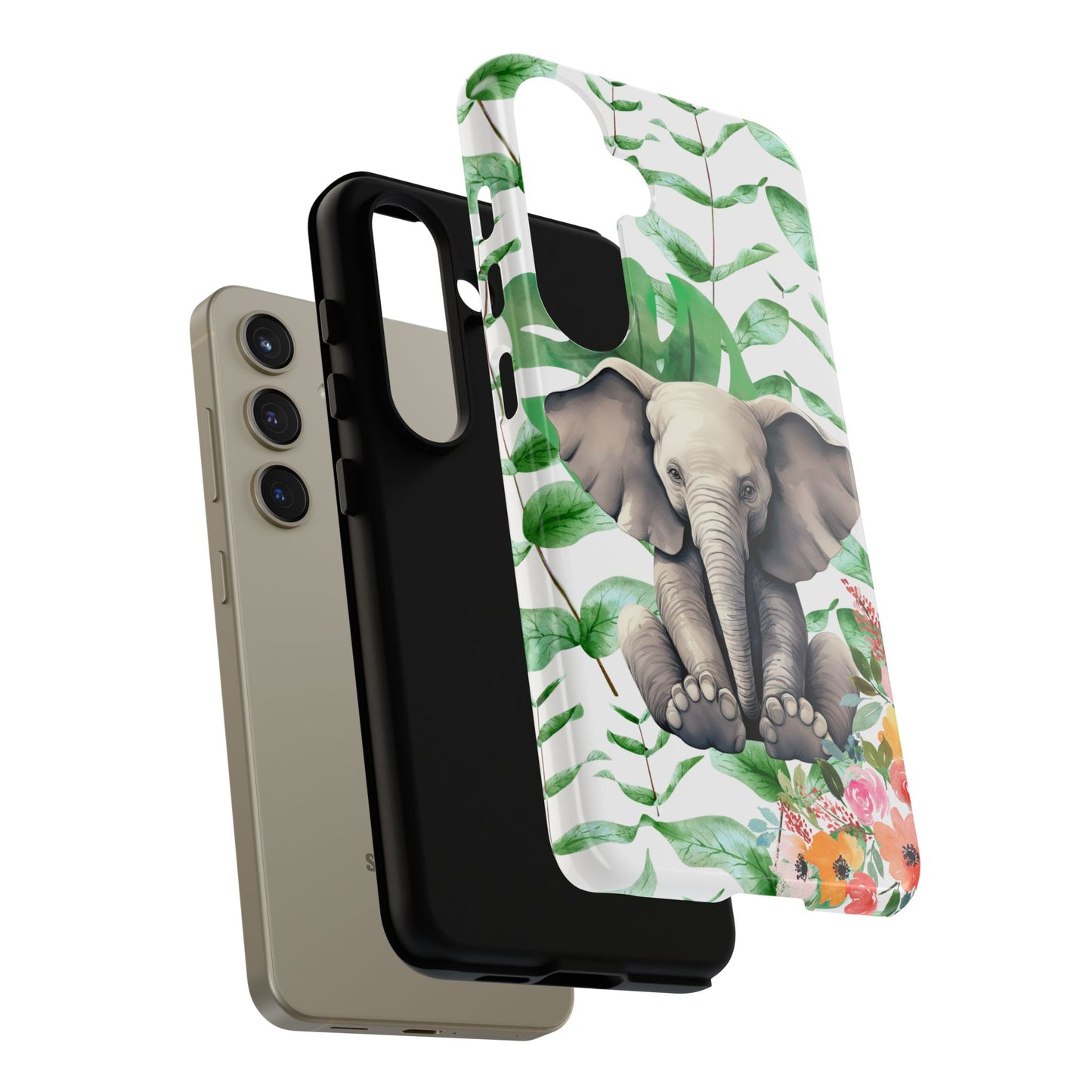 Cute Baby Elephant Mobile Cover – Floral & Tropical Aesthetic