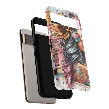 Retro Boho Wanderer – Sunflower Hippie Van Mobile Cover