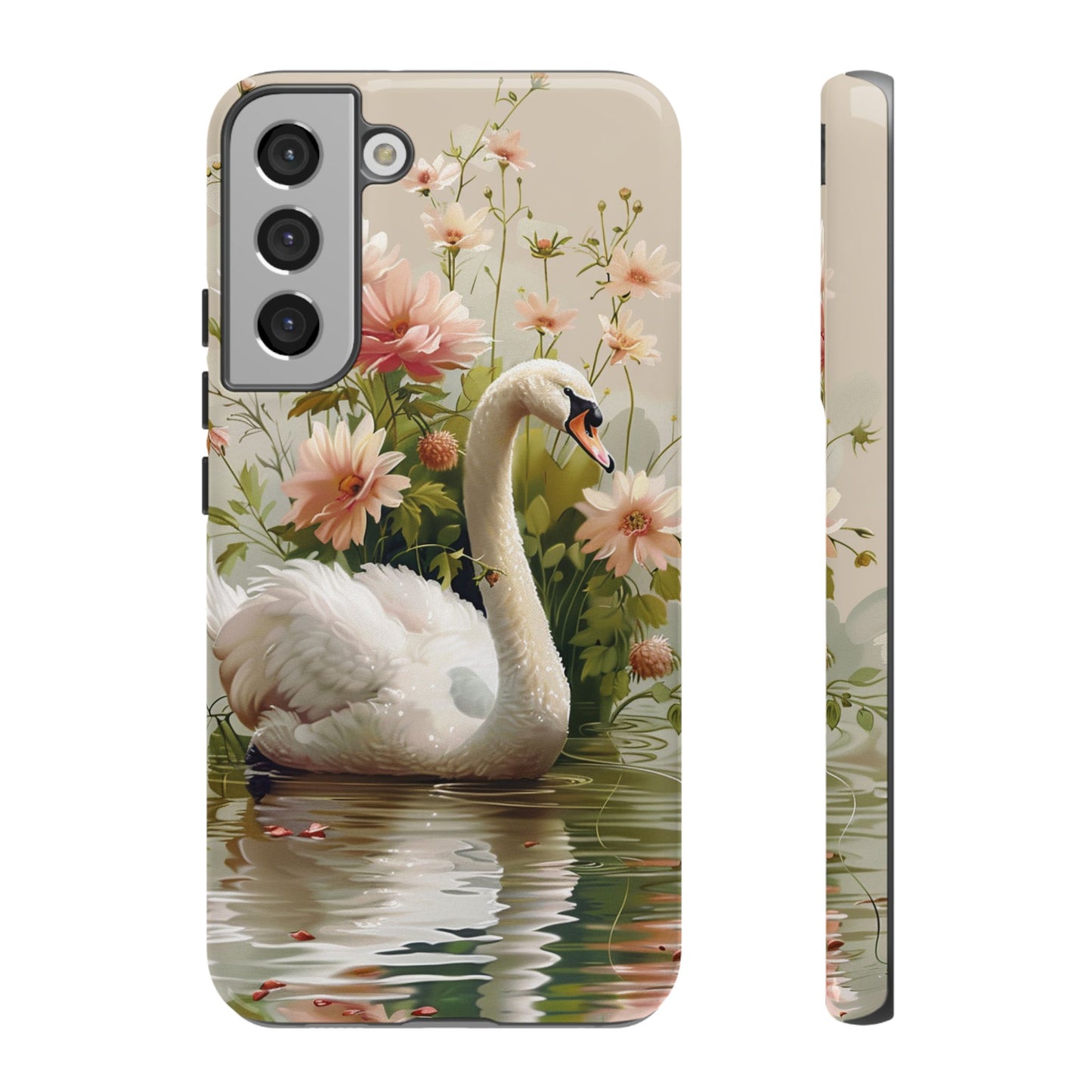 Floral Swan Phone Case – Bird Phone Case, Elegant & Protective for iPhone, Samsung & Google Pixel