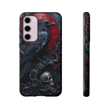 Gothic Sculpture Of Raven On Charcoal Tree Branch phone case design