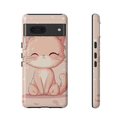 Kawaii Blush Kitty – Chibi Anime Cat Phone Case for iPhone, Samsung & Pixel
