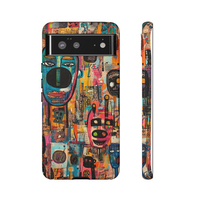 Abstract Basquiat Phone Case – Artistic Phone Protector – Bold, Graffiti-Inspired Street Art Cover - iPhone, Samsung & Google Pixel Cover - Artistic Painting Case, Art Lover Gift