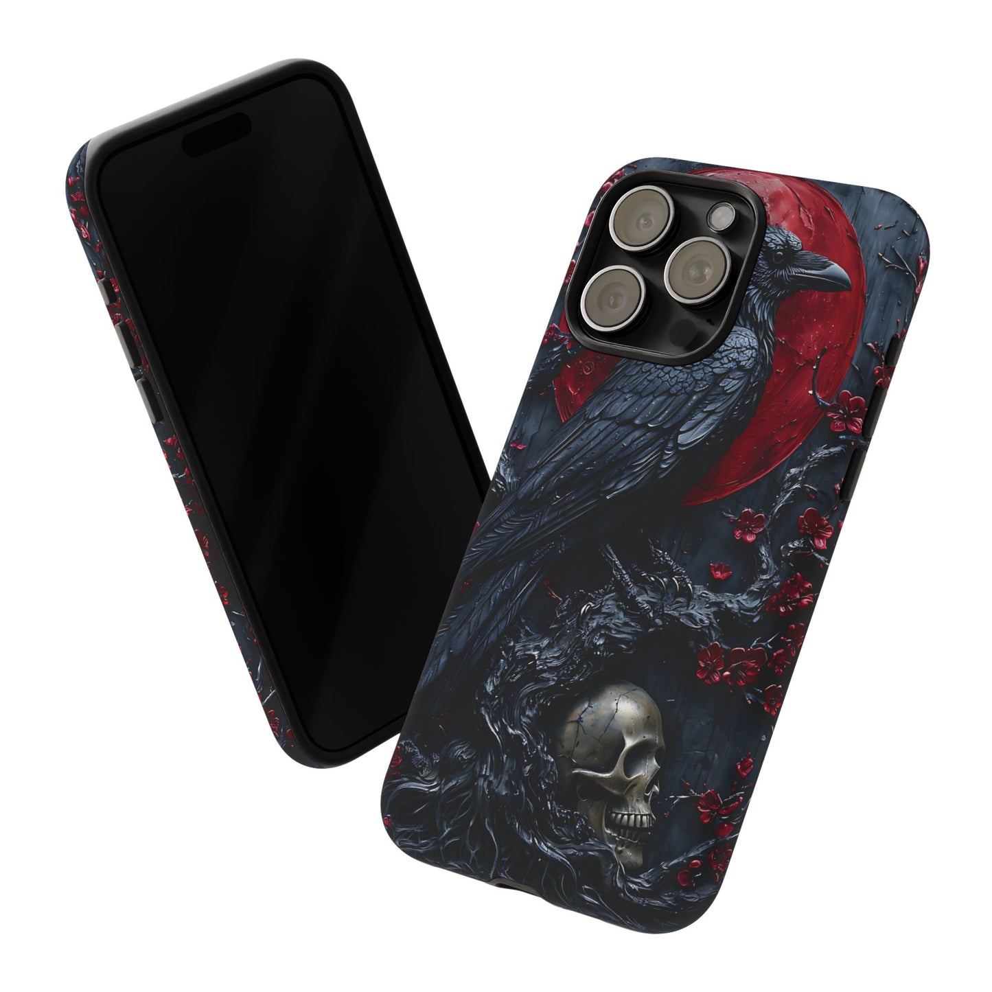 Gothic Sculpture Of Raven On Charcoal Tree Branch phone case design