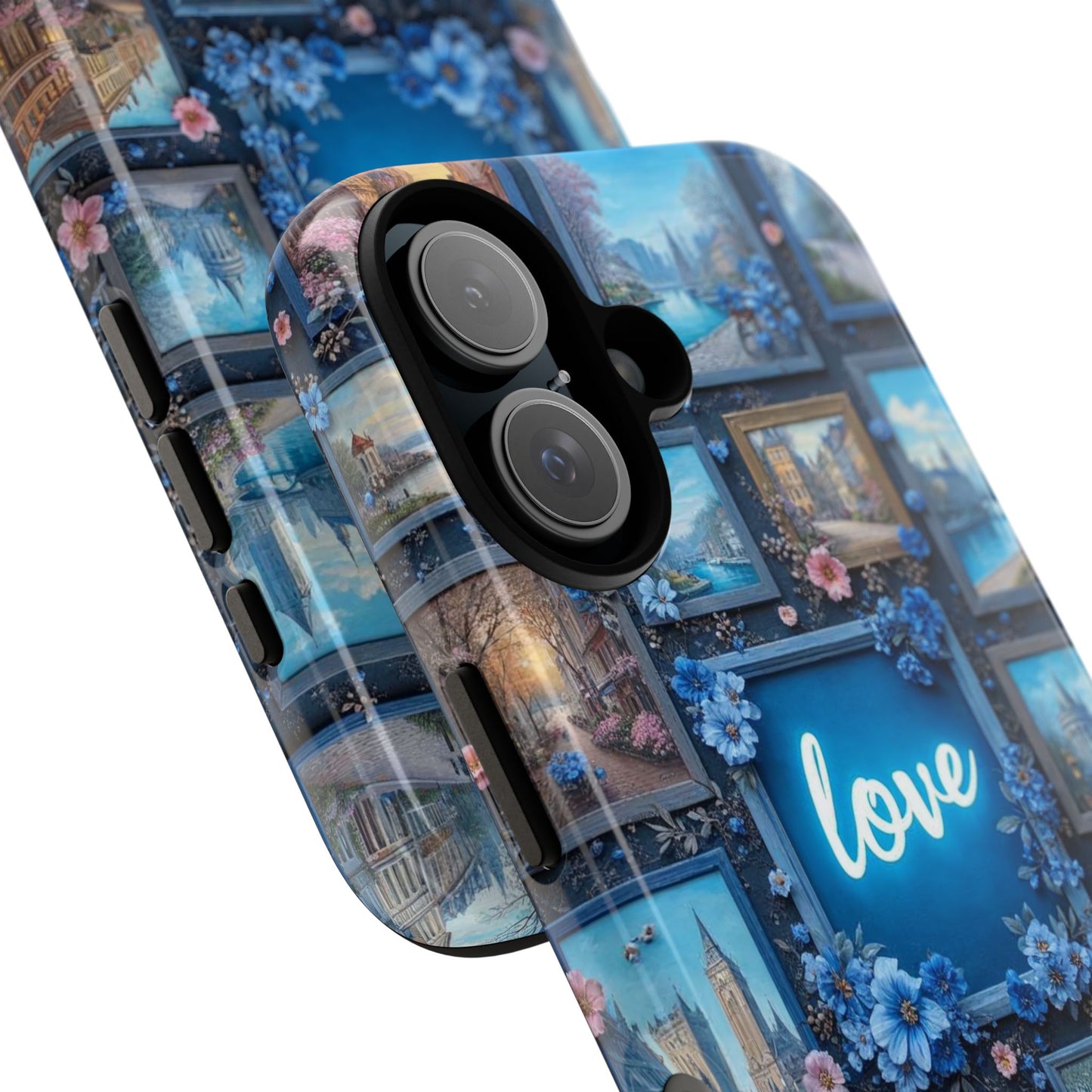Blue Floral Love Frame Phone Case
