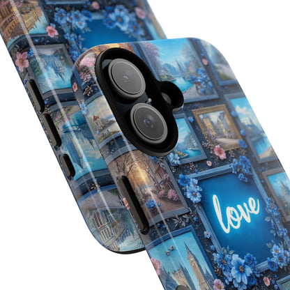 Blue Floral Love Frame Phone Case