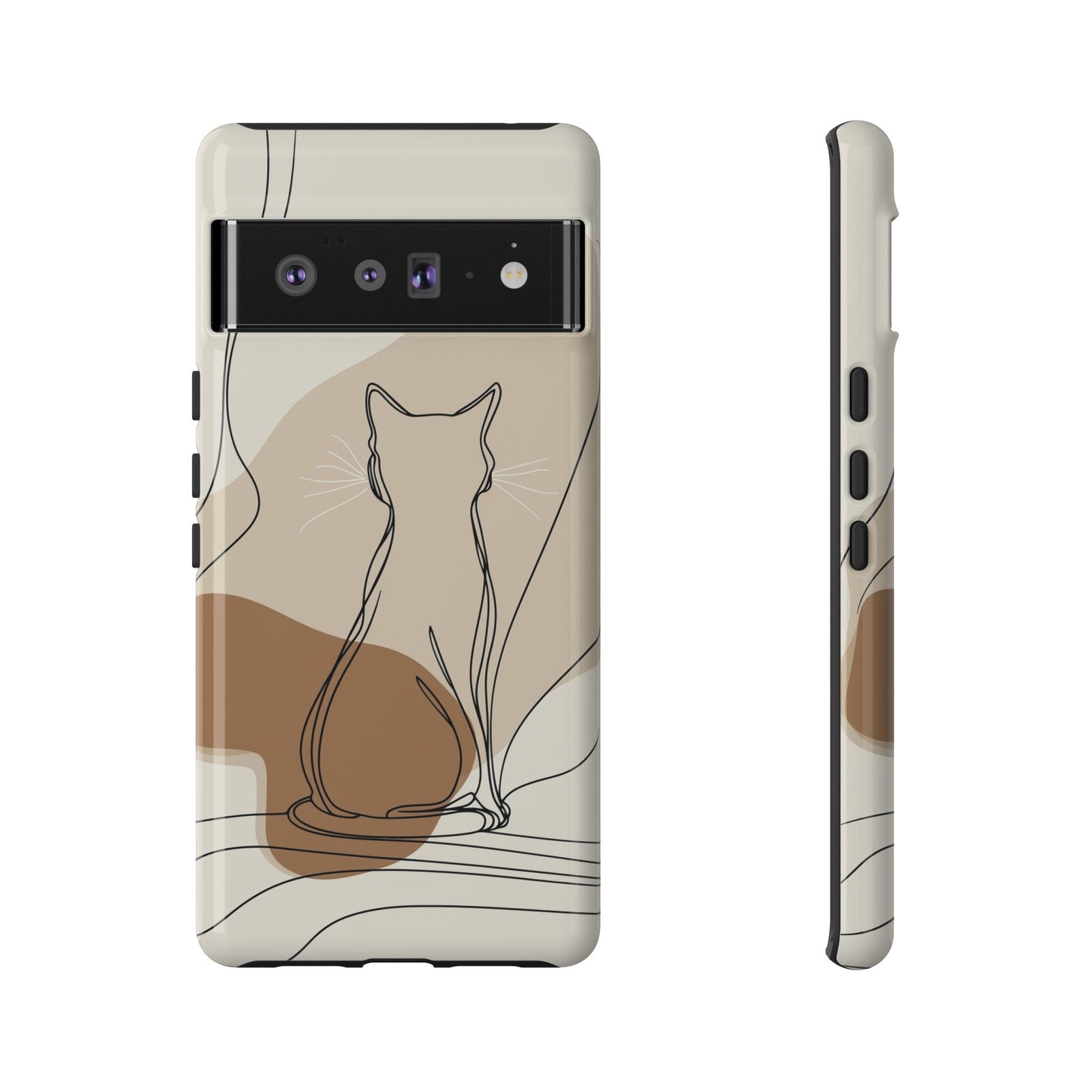 Minimalist Cat Silhouette: Elegant Line Art Phone Case for iPhone, Samsung & Pixel