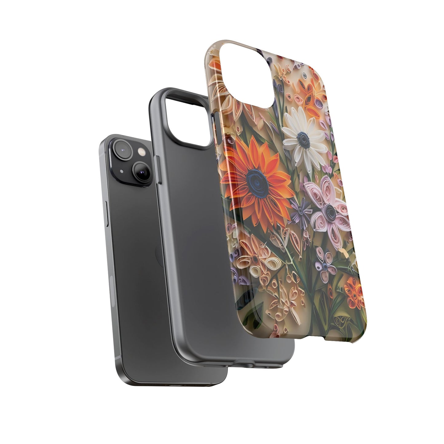 Intricate Quilled Floral Artwork In Vibrant Colors phone case design.