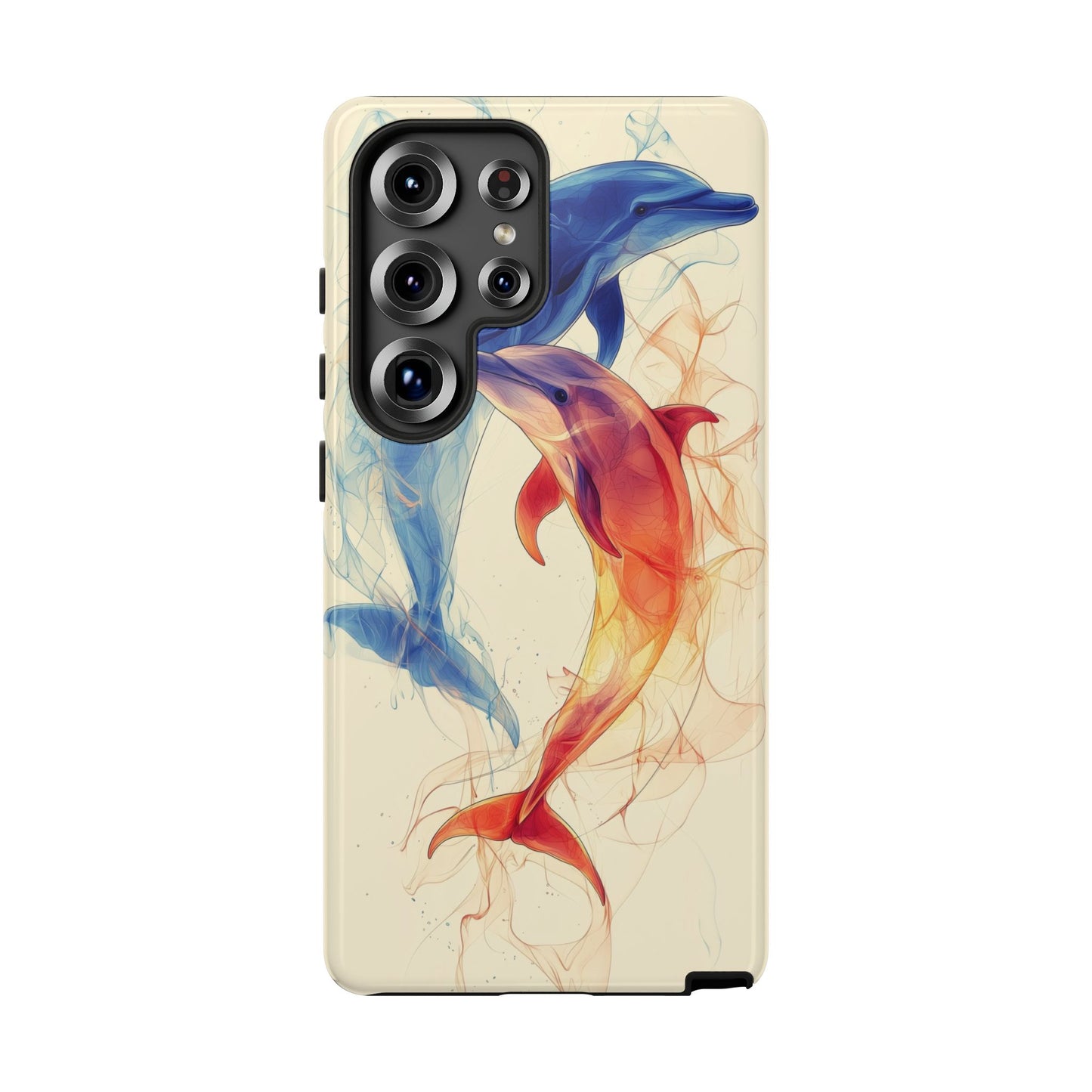 Elemental Dolphins: Fire & Water Fusion Phone Case for iPhone, Samsung & Pixel