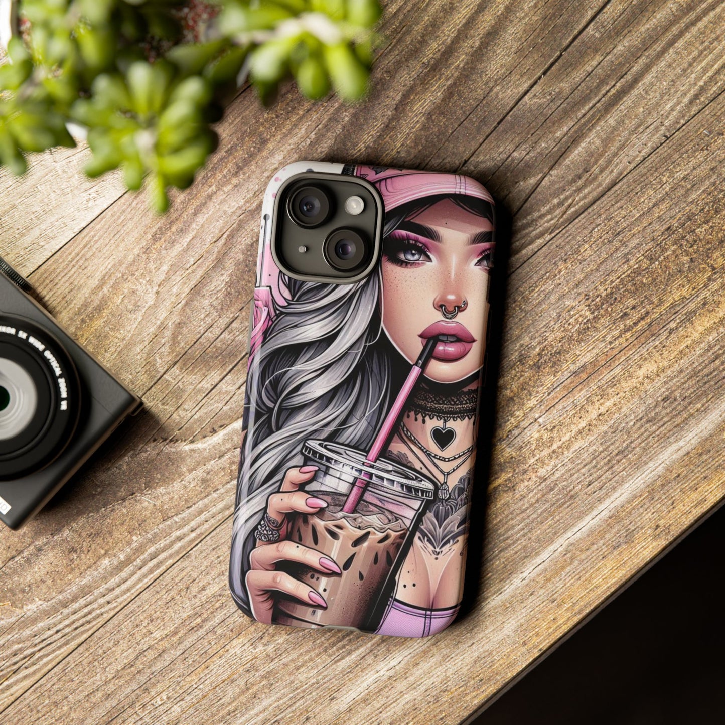 Pink Aesthetic Rebel – Iced Coffee & Inked Beauty Mobile Cover
