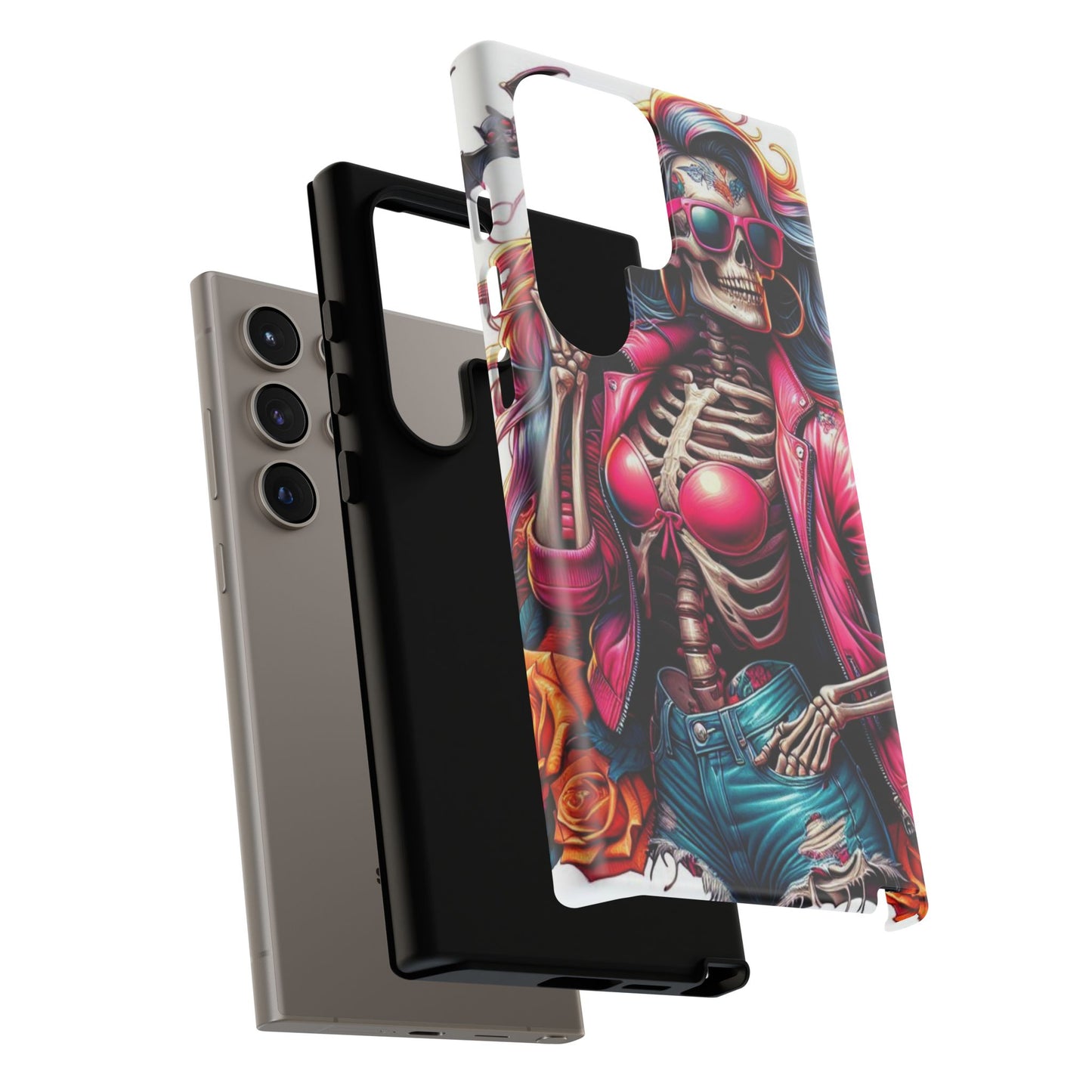 Neon Bones – Retro Skeleton & Vibrant Punk Aesthetic Mobile Cover