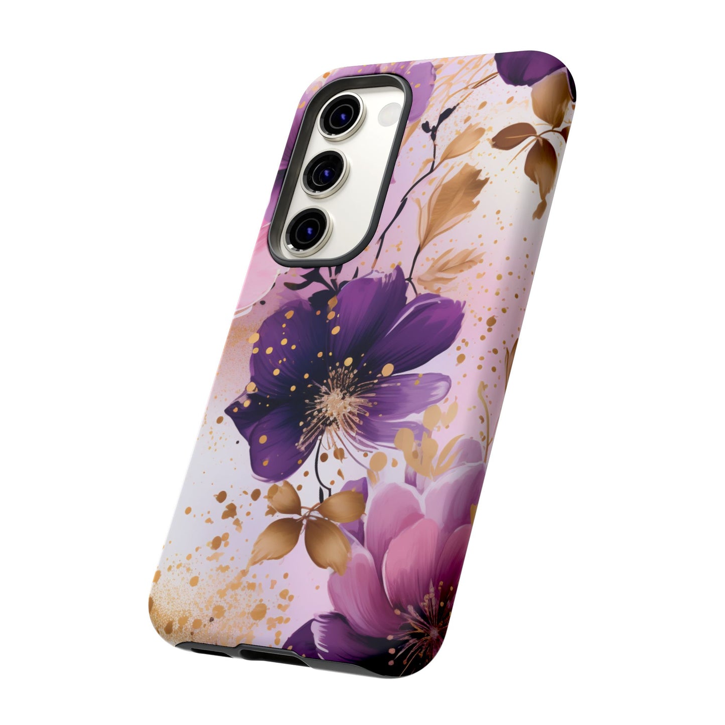 Luxury Purple & Gold Floral Aesthetic Mobile Case